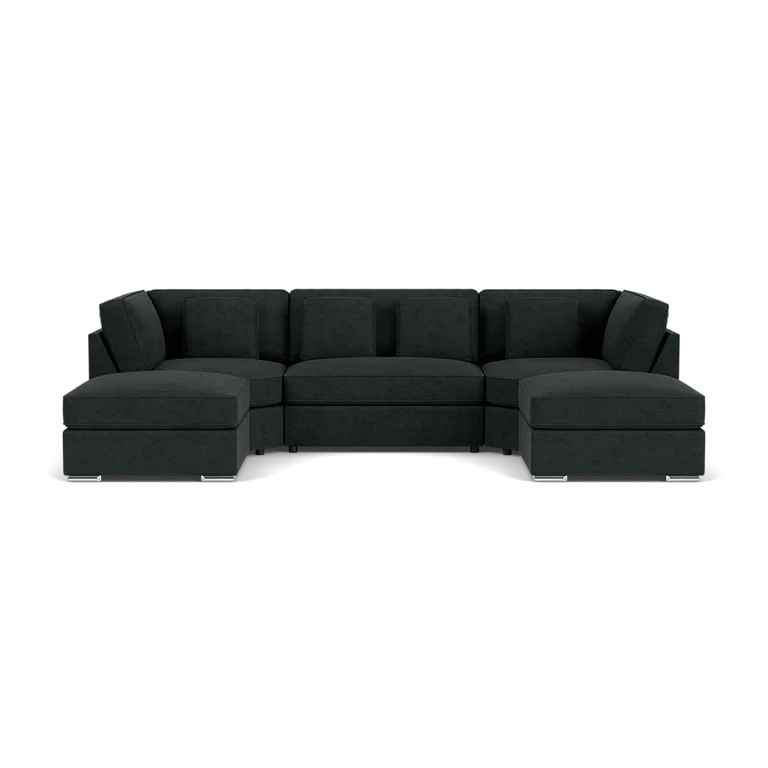 Beatrix Slate U Shape Corner Sofa – Luxury Velvet Fabric Corner Sofa UK