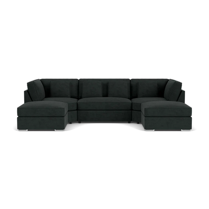 Beatrix Slate U Shape Corner Sofa – Luxury Velvet Fabric Corner Sofa UK