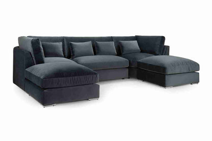 Slate Grey U Shape Sofa UK – Beatrix Luxury Velvet Corner Sofa for Modern Living Rooms