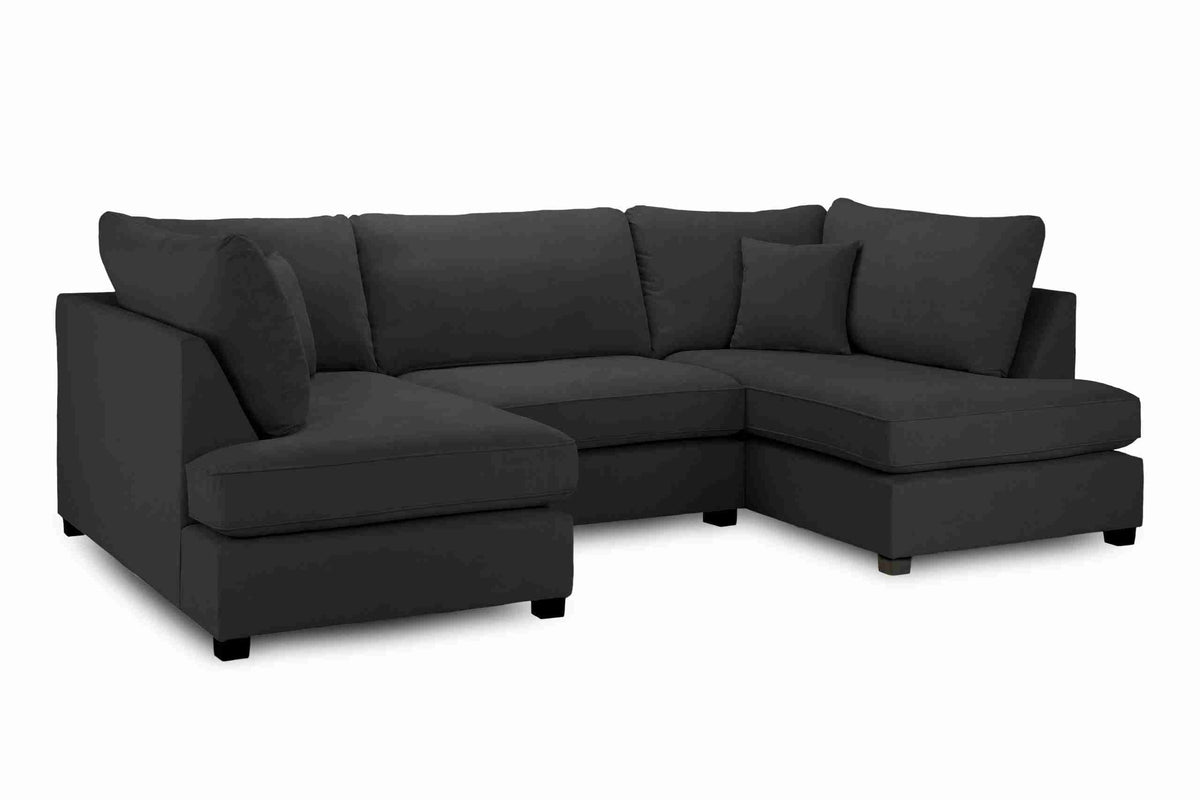 Black U Shape Sofa UK – Carnaby Cinema Large Family Corner Sofa for Modern Living Rooms
