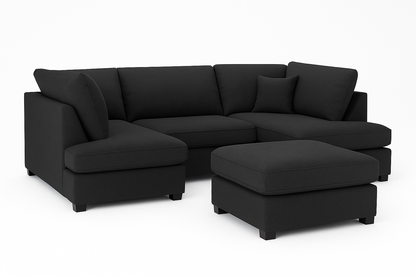 Luxury Black U Shape Sofa UK – Carnaby Large Cinema Corner Sofa