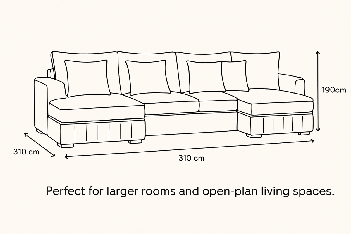 Light Cream U Shape Sofa UK – Lilly Large Corner Sofa with Deep Seating for Modern Living Rooms