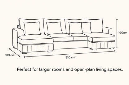 Light Cream U Shape Sofa UK – Lilly Large Corner Sofa with Deep Seating for Modern Living Rooms