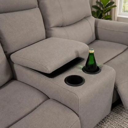 Phoenix Fabric Manual Recliner 3+2 Seater Sofa Set with Cup Holders – Grey