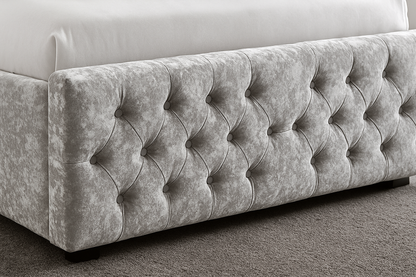 Crushed Velvet Bed Frame UK – Modern Shiny Upholstered Bed