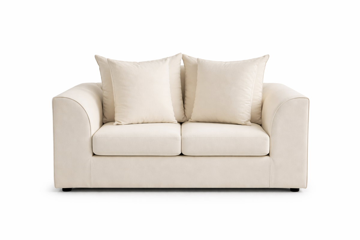 Dylon 3+2 Seater Sofa Set in Cream with Footstool – Luxury Fabric Living Room Suite