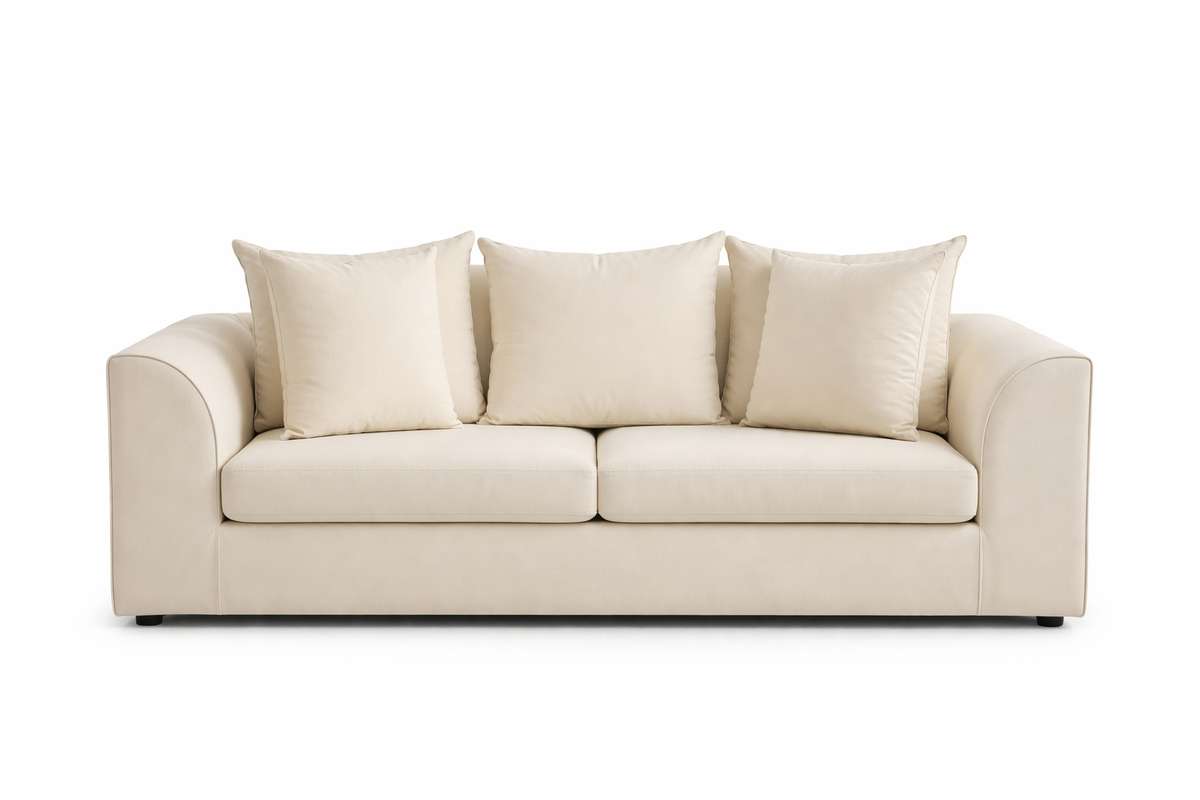Dylon 3+2 Seater Sofa Set in Cream with Footstool – Luxury Fabric Living Room Suite