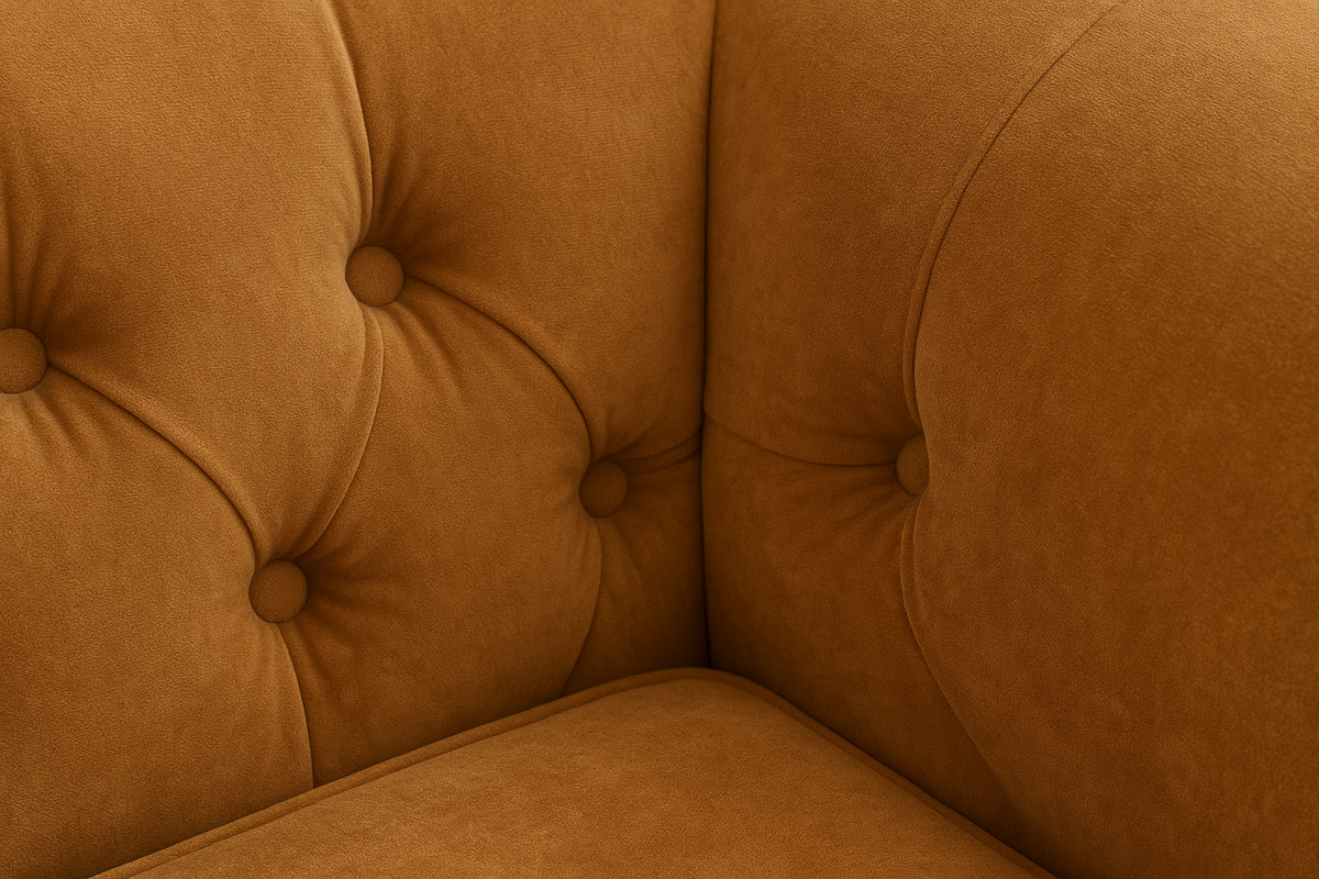 Chesterfield Scroll Wingback Velvet Bed – Camel Beige