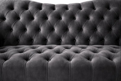 Elegance Chesterfield 3+2 Sofa Set UK | Luxury Grey Velvet Sofa Suite