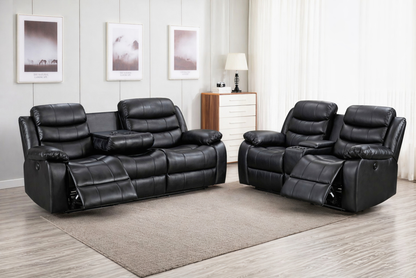 Luxury 3+2 Recliner Sofa Set – Black, Grey & Brown | Premium Comfort UK