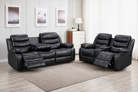 Luxury 3+2 Recliner Sofa Set – Black, Grey & Brown | Premium Comfort UK