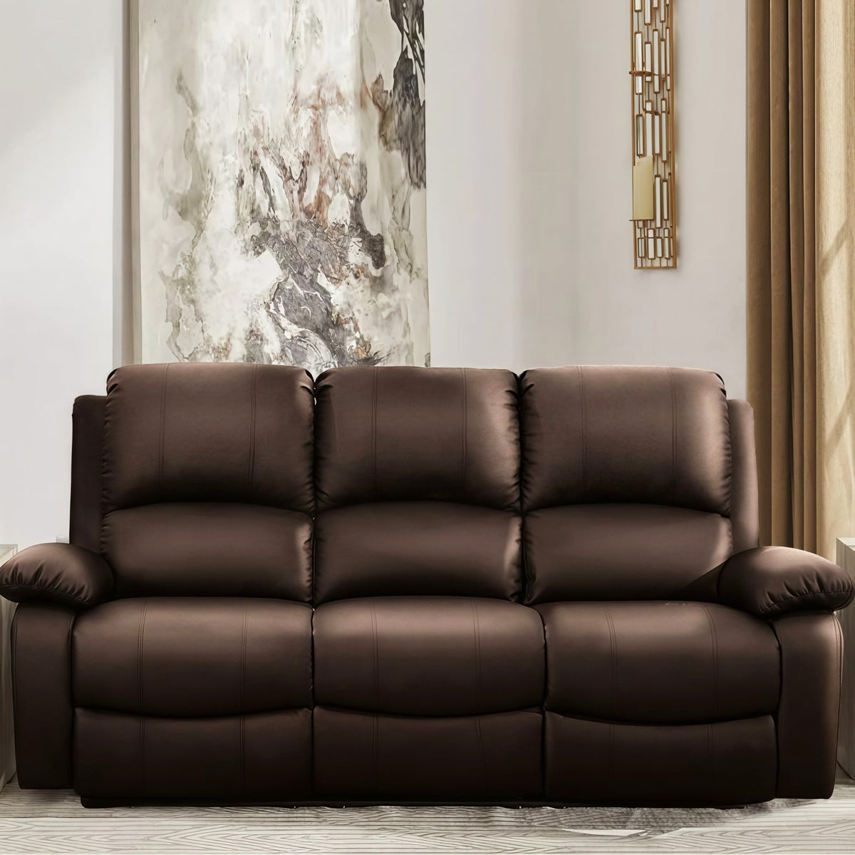 Harald Luxury Recliner Sofa UK – 3 Seater Leather Sofa | Black Brown Grey