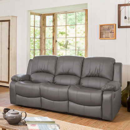 Harald Luxury Recliner Sofa UK – 3 Seater Leather Sofa | Black Brown Grey
