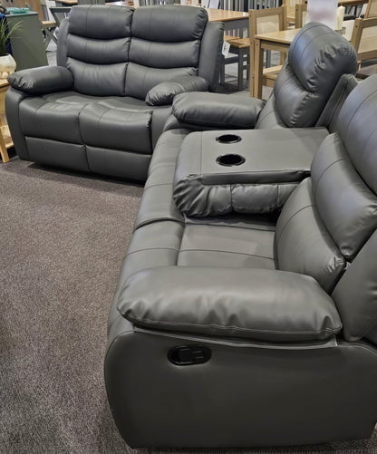 Luxury 3+2 Recliner Sofa Set – Black, Grey & Brown | Premium Comfort UK