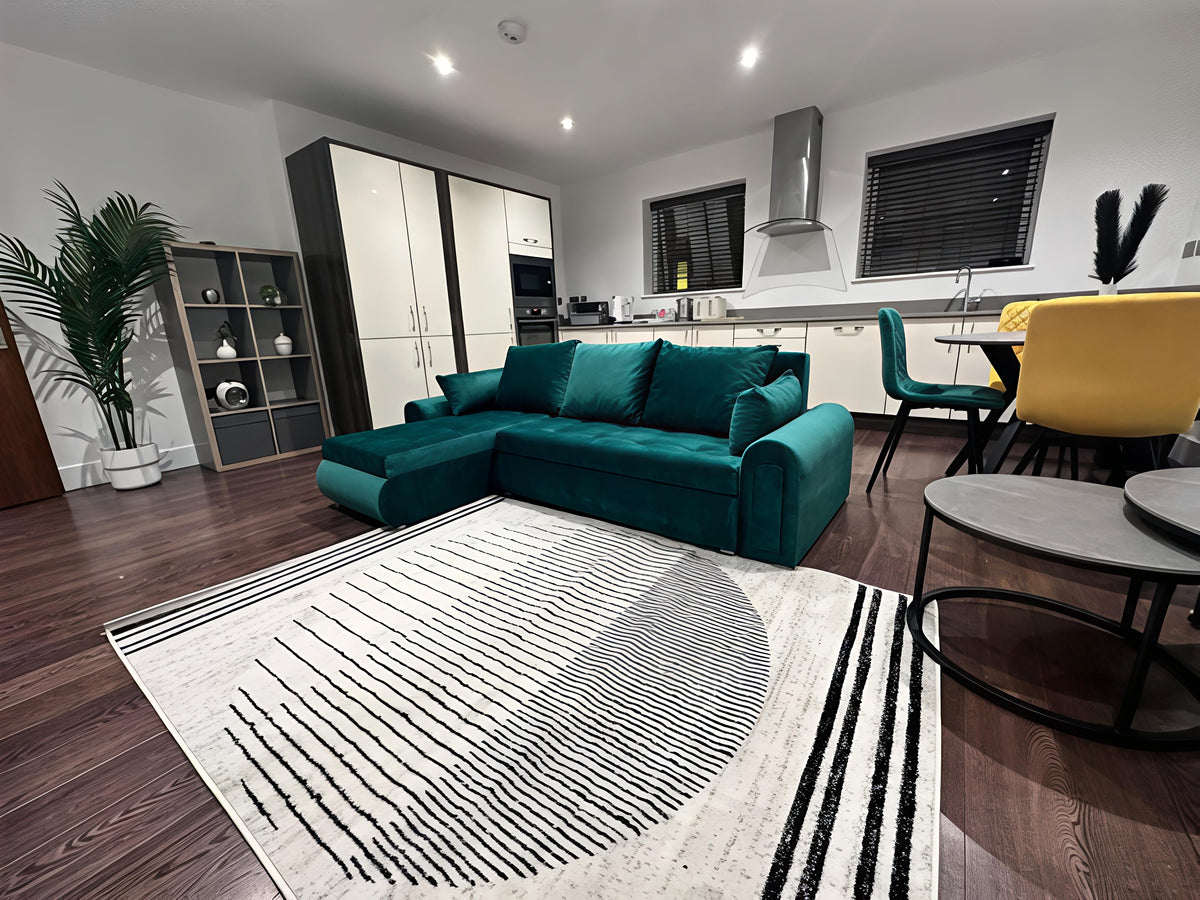 Berlin Universal Corner Sofa Bed with Storage – Teal – Left or Right Facing – Modern Convertible Sofa Bed UK
