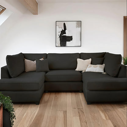 Beatrix Slate U Shape Corner Sofa – Luxury Velvet Fabric Corner Sofa UK