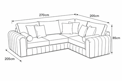 Luxury 5 Seater L-Shaped Corner Sofa – Beige Velvet