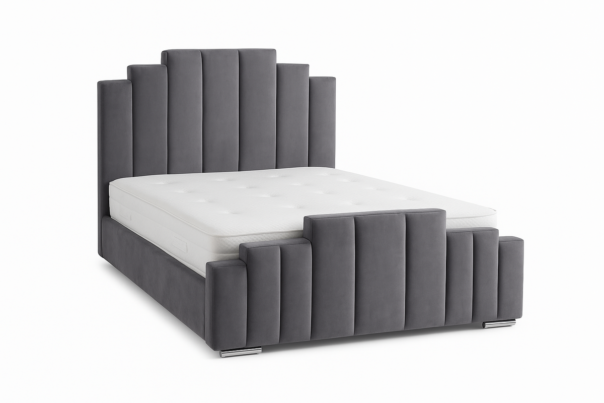 Luxury Velvet Panel Bed Frame UK – Premium Upholstered Bed with Mattress Options