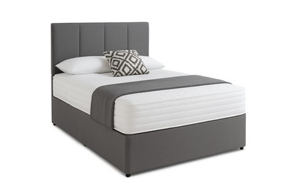 Grey Divan Bed with Mattress UK – Upholstered Headboard & Storage Options
