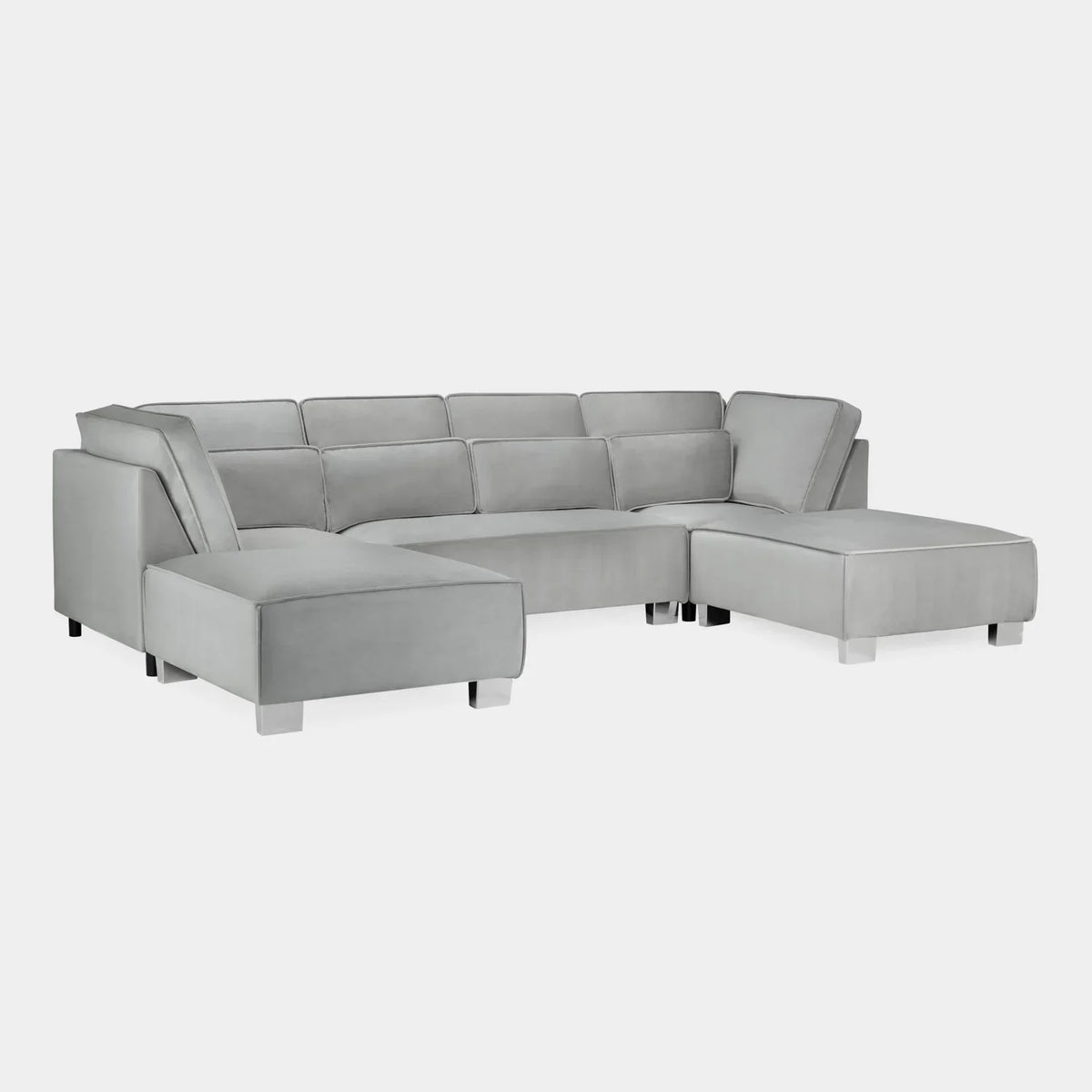 Aspen Silver U-Shape Corner Sofa – Modern Fabric Corner Sofa
