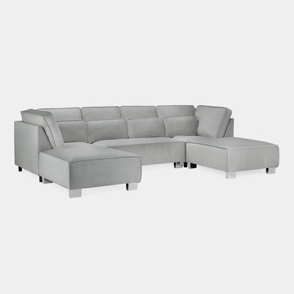 Aspen Silver U-Shape Corner Sofa – Modern Fabric Corner Sofa