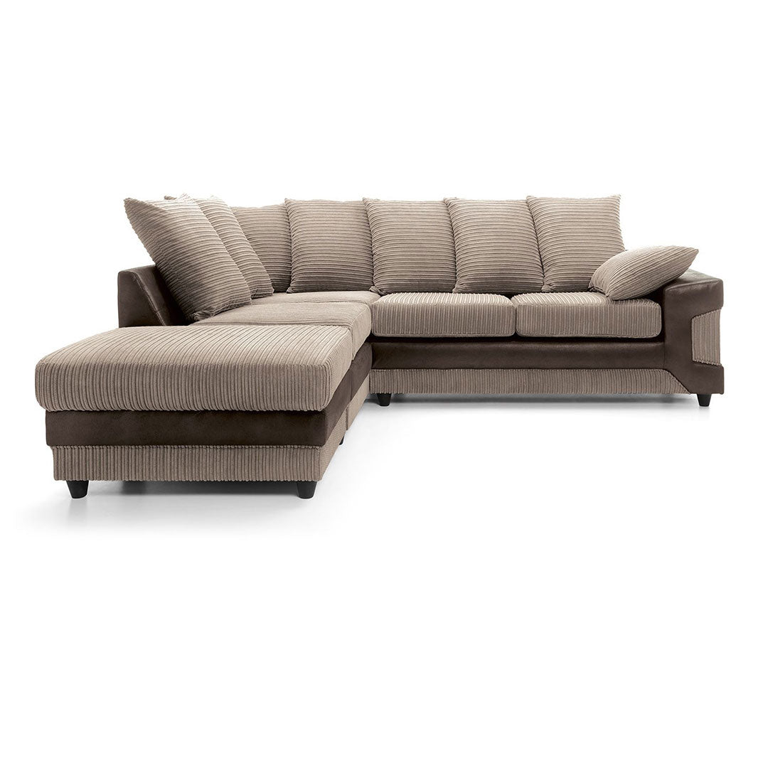 Amazing Sofas NEW LARGE DINO CORNER SOFA JUMBO CORD BEIGE BROWN LEFT OR RIGHT () LTD