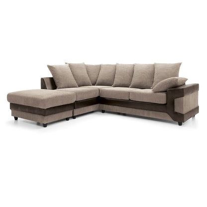 Amazing Sofas NEW LARGE DINO CORNER SOFA JUMBO CORD BEIGE BROWN LEFT OR RIGHT () LTD