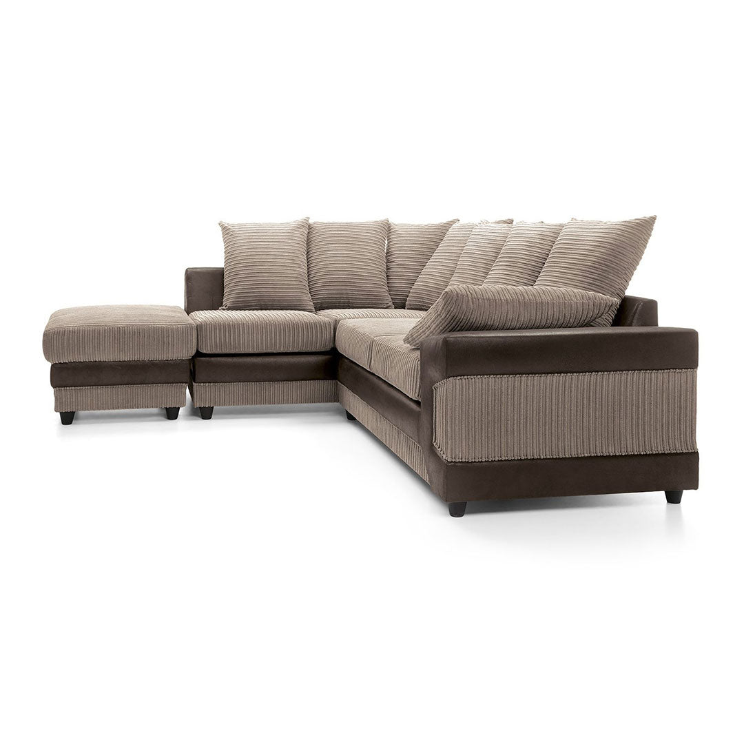 Amazing Sofas NEW LARGE DINO CORNER SOFA JUMBO CORD BEIGE BROWN LEFT OR RIGHT () LTD