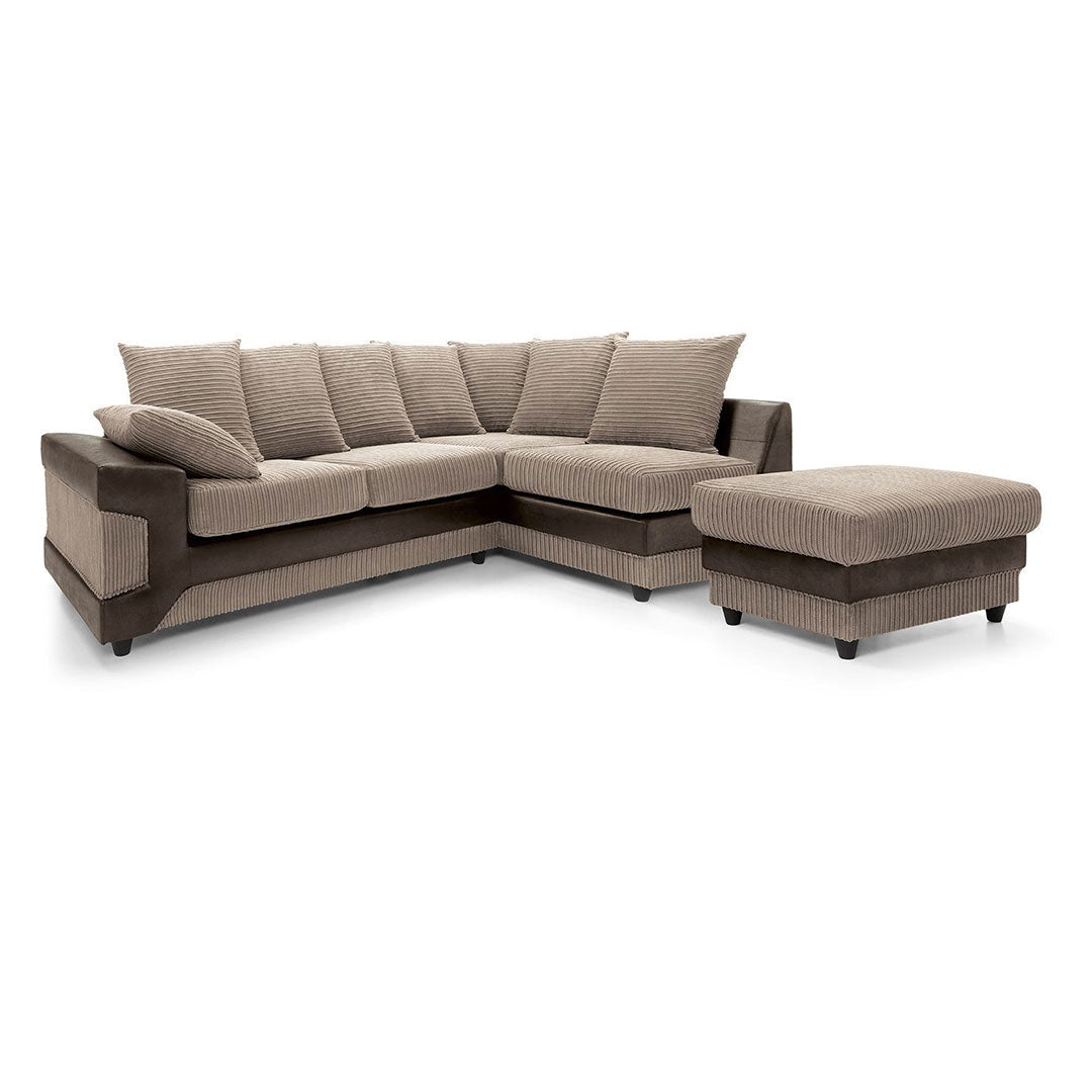 Amazing Sofas NEW LARGE DINO CORNER SOFA JUMBO CORD BEIGE BROWN LEFT OR RIGHT () LTD