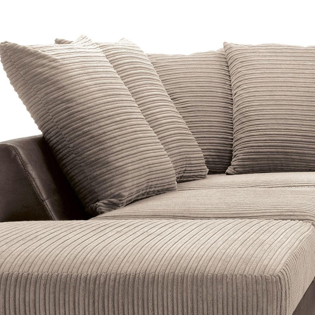 Amazing Sofas NEW LARGE DINO CORNER SOFA JUMBO CORD BEIGE BROWN LEFT OR RIGHT () LTD