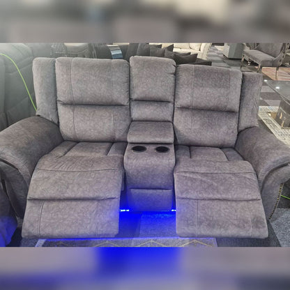 Berlin Fabric Electric Recliner Sofa 3+2 Seater Grey-USB Ports , Led Lights , Cup Holders