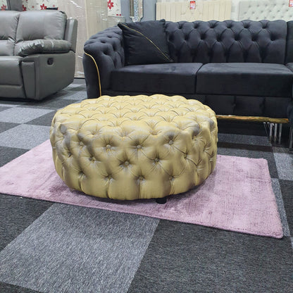 Chesterfield Style Round Golden Footstool () LTD