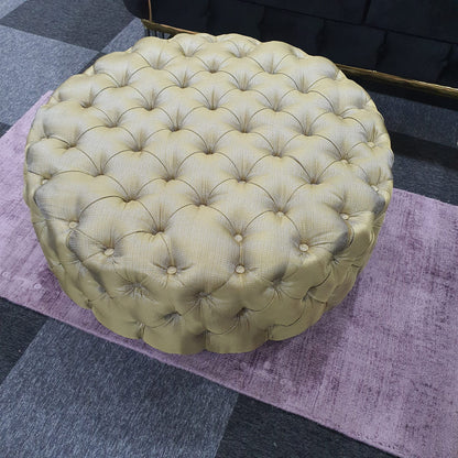 Chesterfield Style Round Golden Footstool () LTD