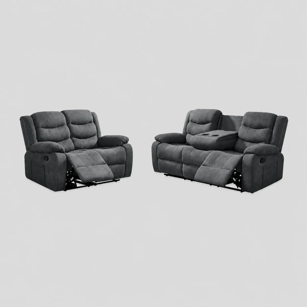 Conway Grey Fabric Manual Recliner 3+2 Seater Sofa Set