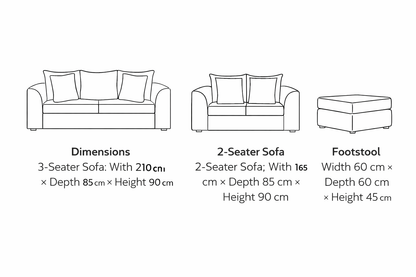 Dylon 3+2 Seater Sofa Set in Cream with Footstool – Luxury Fabric Living Room Suite