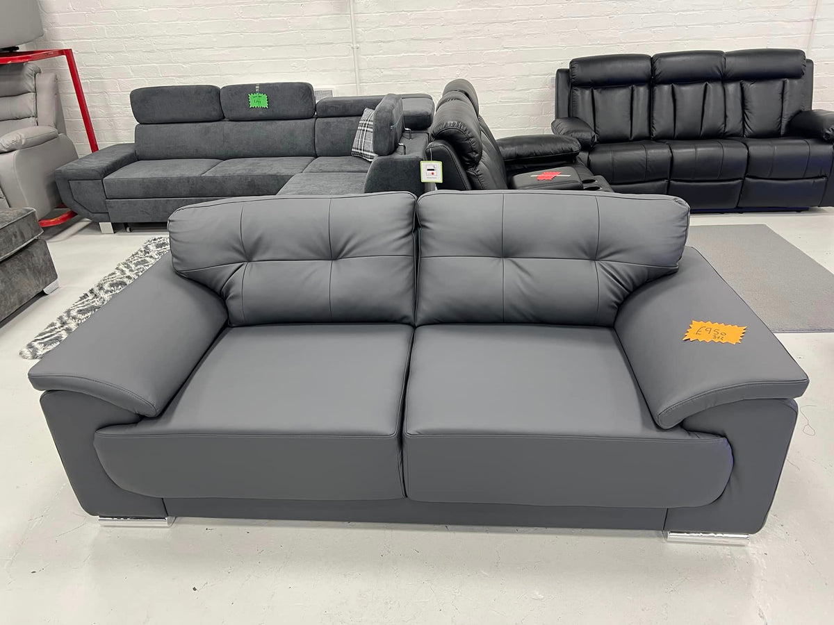 Leather Sofa Grey 3+2 Seater