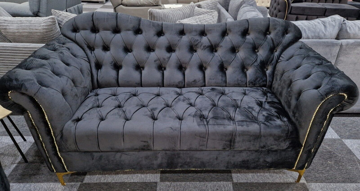 Elegance Chesterfield Sofa 3+2 Black () LTD