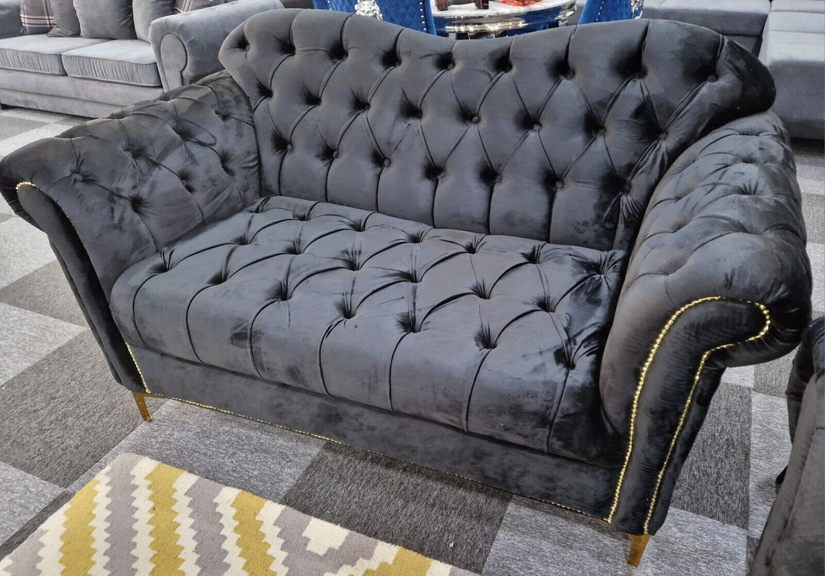 Elegance Chesterfield Sofa 3+2 Black () LTD