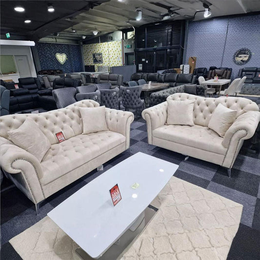 Elegance Chesterfield Sofa 3+2 Cream () LTD