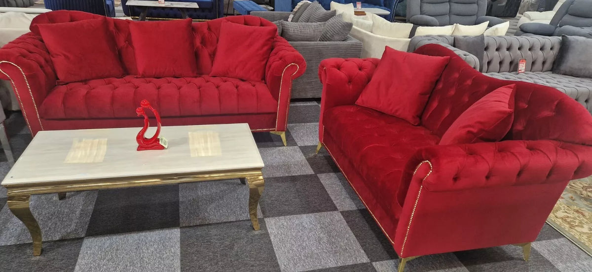 Elegance Chesterfield Sofa 3+2 Red () LTD
