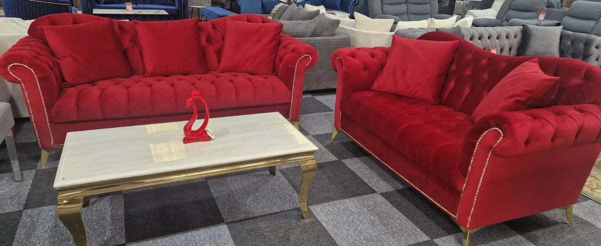 Elegance Chesterfield Sofa 3+2 Red () LTD