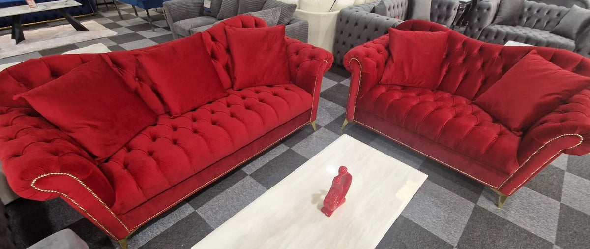 Elegance Chesterfield Sofa 3+2 Red () LTD