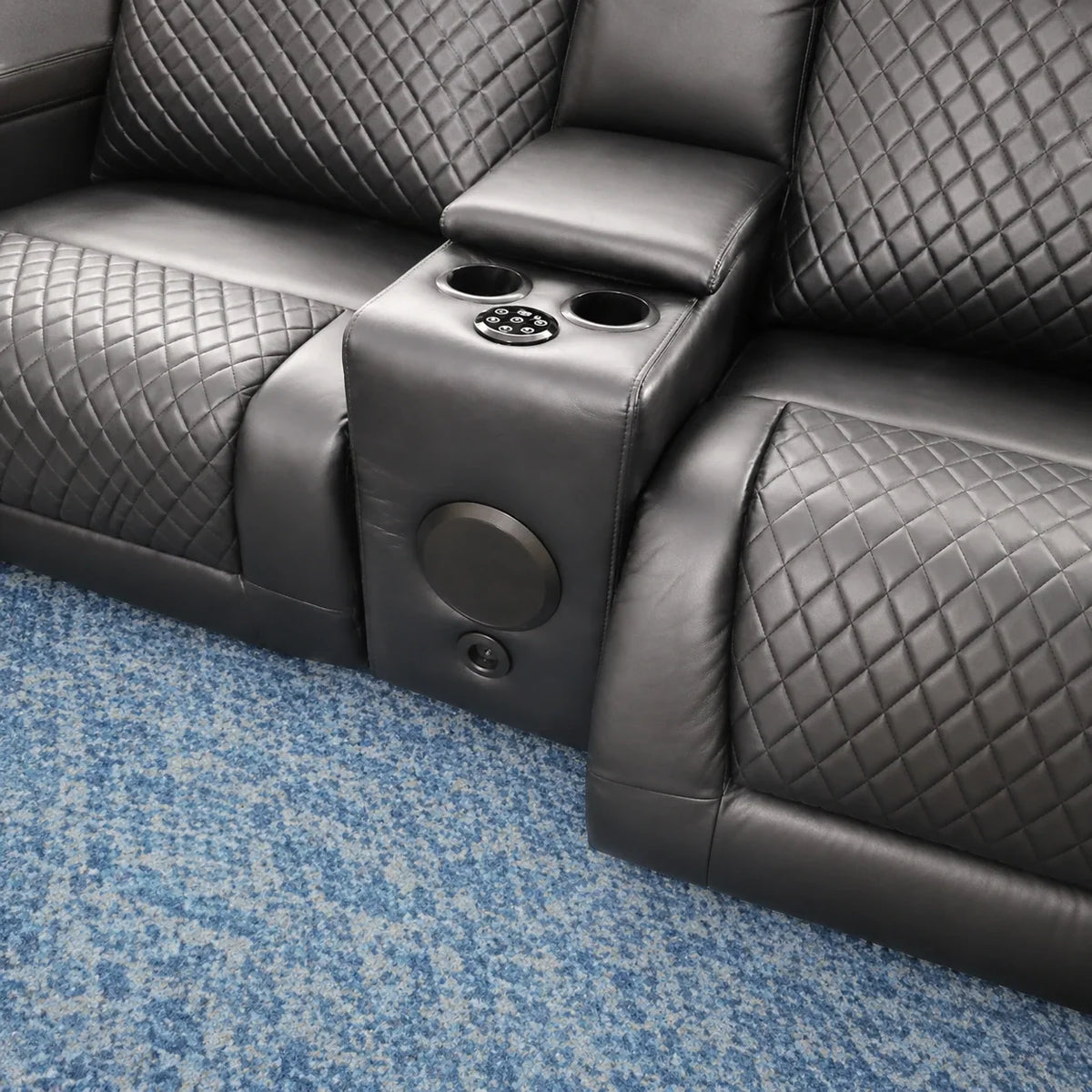 Florida Leather Electric Recliner Sofa Set with Cupholders, LED Lights, Wireless Charging, Bluetooth Speakers, and USB Ports
