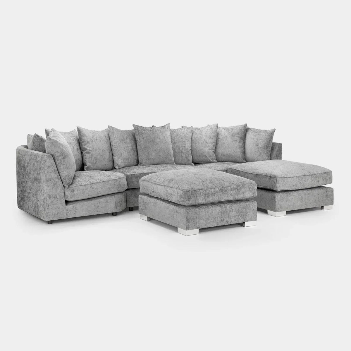 Bishop Platinum U-Shape Corner Sofa UK – Luxury Scatterback Fabric Sofa for Modern Living Rooms