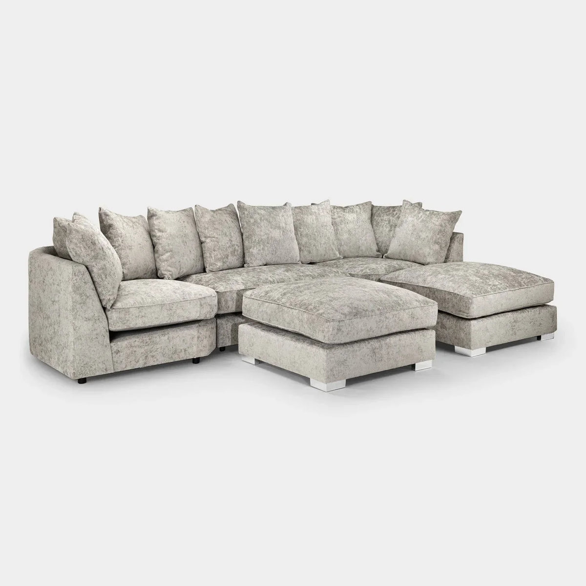 Bishop Scatterback Sofa Truffle U Shape Corner – Luxury Fabric Corner Sofa UK