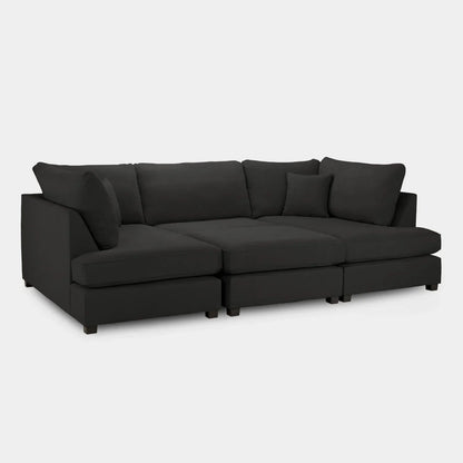 Aspen Black U Shape Corner Sofa – Modern Fabric Family Sofa UK