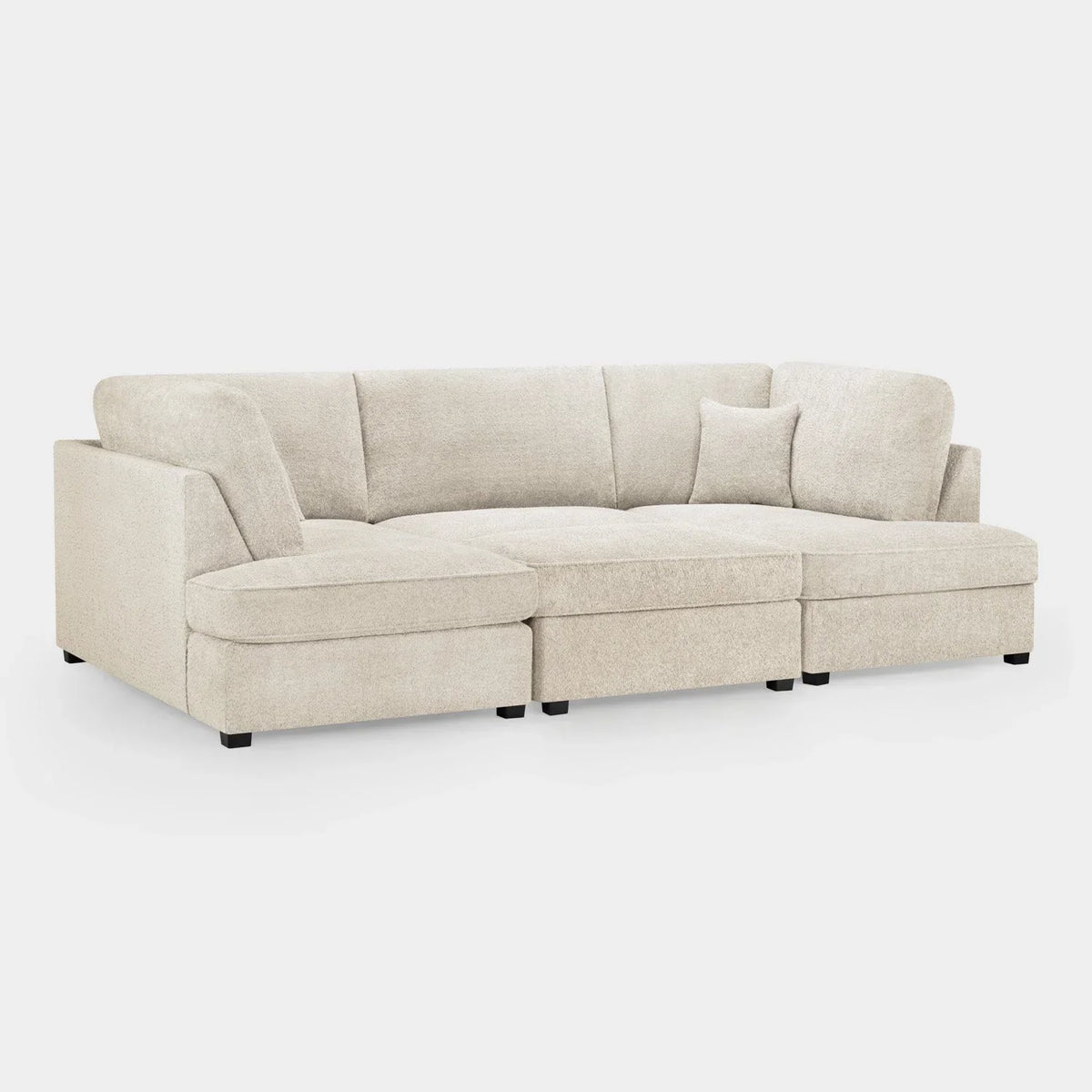 Carnaby Cinema Cream Boucle U Shape Corner Sofa with Footstool – Luxury Fabric Sofa UK