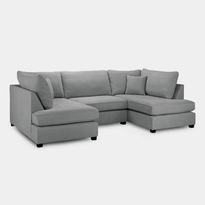 Aspen Light Grey U Shape Corner Sofa – Modern Fabric Family Sofa UK