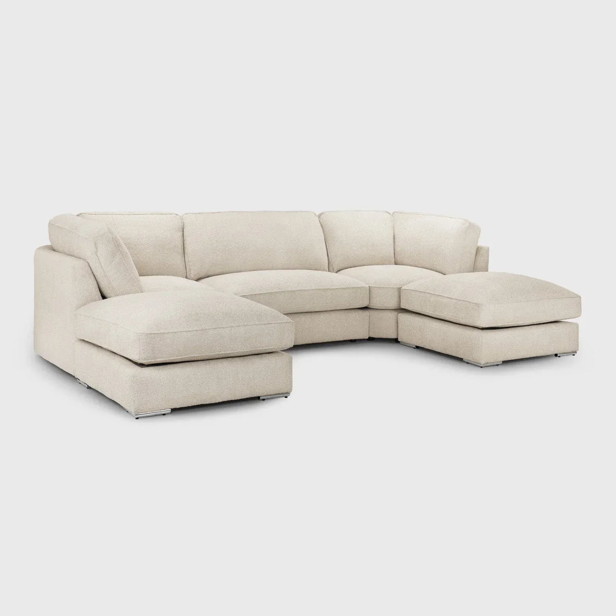 Inga Beige U-Shape Corner Sofa – Modern Fabric Family Sofa for Living Room