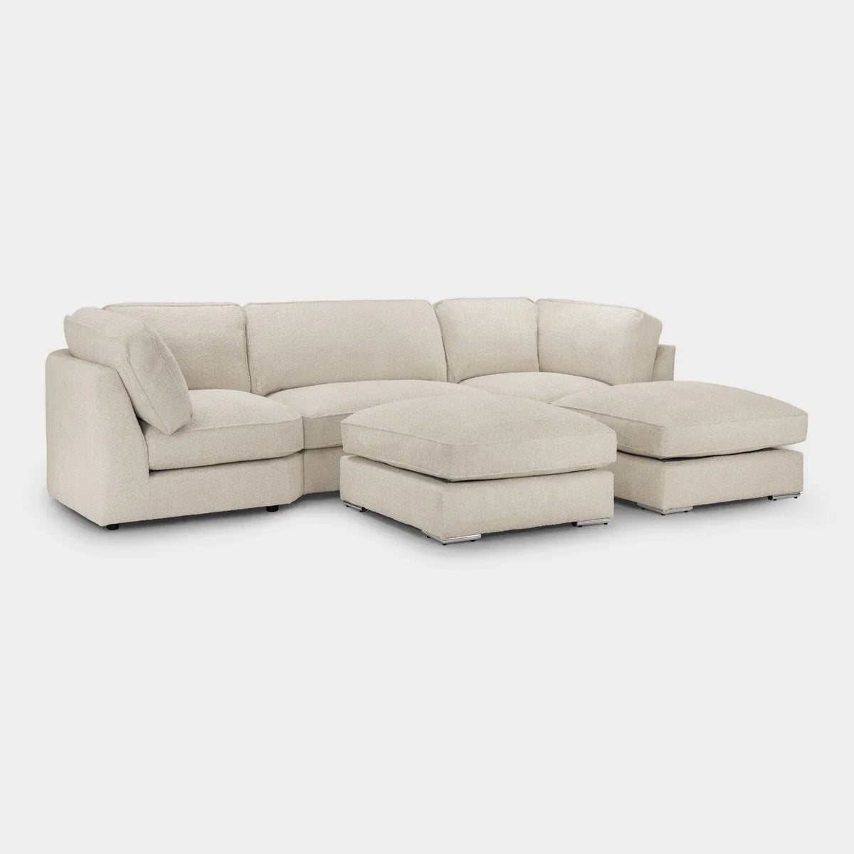Inga Beige U-Shape Corner Sofa – Modern Fabric Family Sofa for Living Room